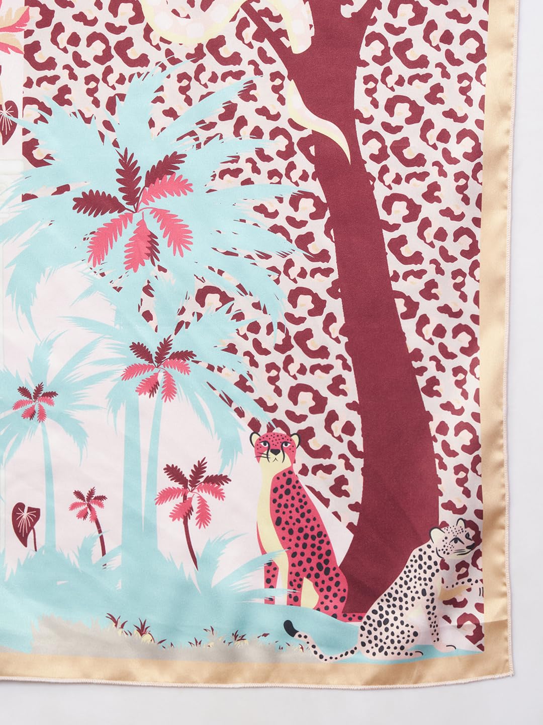 Ravaiyaa - Attitude is everything Women Silk Digital Print Large Square Scarf Breathable Lightweight Neckerchief Printed Headscarf 40 x 40 Inch (Peach & Brown Forest)