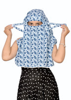 DEEPNYRA - LIVING STYLE Cotton Scarf Cum Mask Women Sunlight UV Protection for Female Light Blue