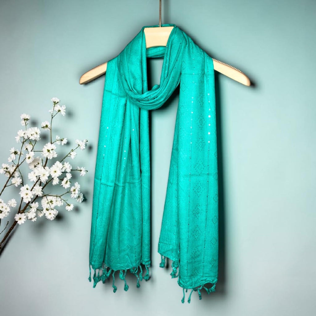 STOLE STUDIO Elegant Luxurious Sequence Viscose Stole Scarf (Rama Green)