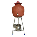 Meena Enterprises GT Water Pot Stand - Copper Matka Holder, Dispenser Stand, Round Countertop Tiered Shelf (Type 2)