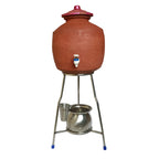 Meena Enterprises GT Water Pot Stand - Copper Matka Holder, Dispenser Stand, Round Countertop Tiered Shelf (Type 2)