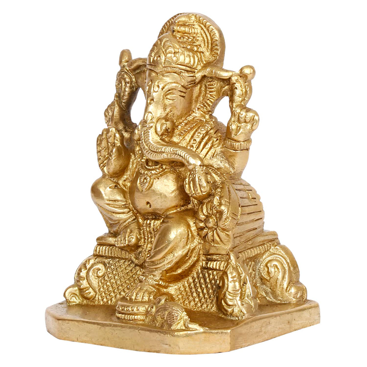 SVARUP Brass Ganesh Bhagwan Idol Ganesha Statue Ganpati Murti for Home Entrance Decor Diwali Gift Height 4 Inch