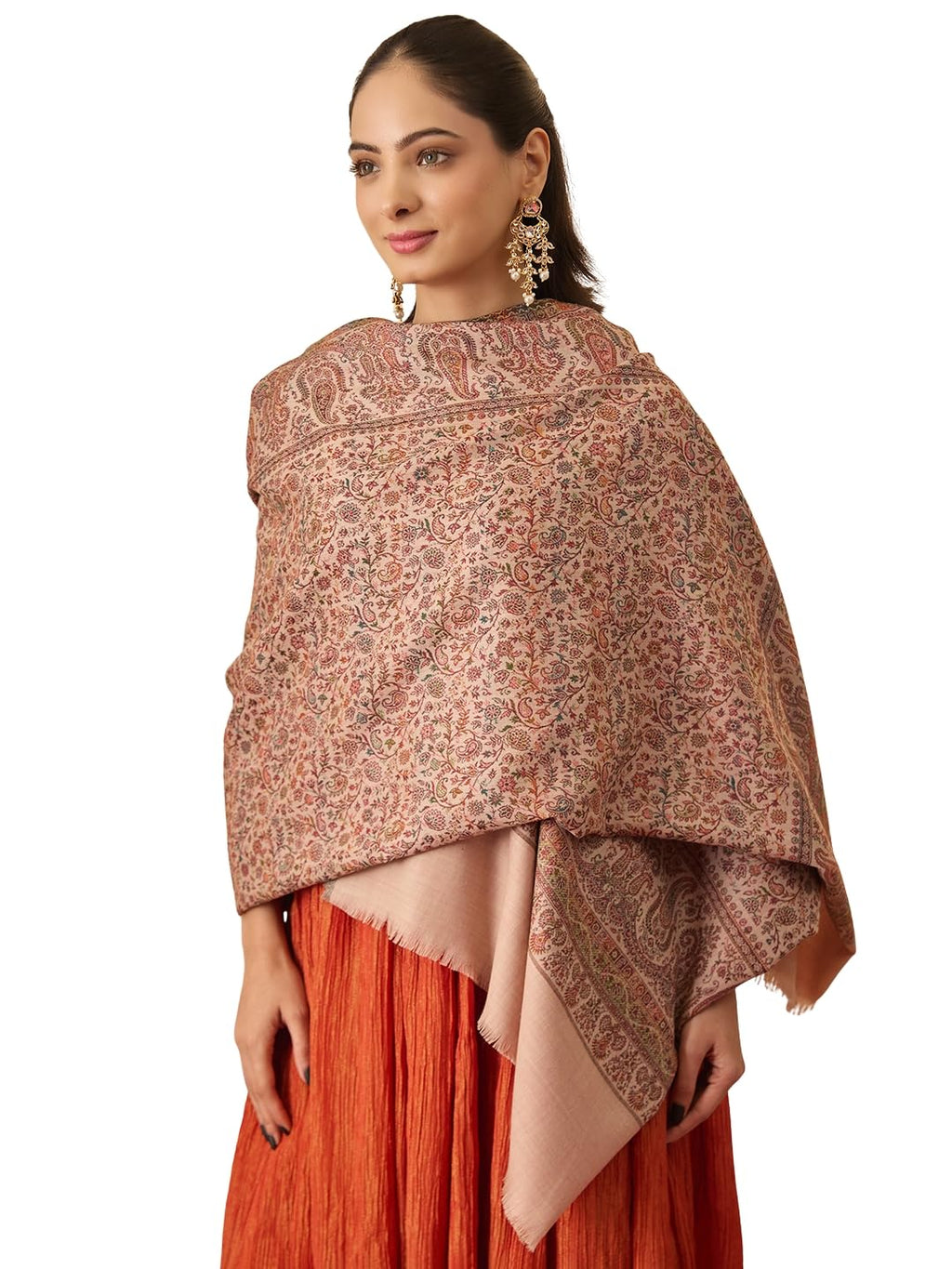 Pashmoda Women Jalwaa Kashmiri Jamawar Woven Design Shawl (Size: 40x80in, 101x203cm) SECS52