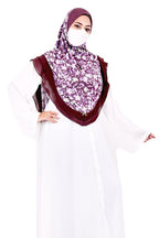Markaz Hijab Women's Floral Printed Hijab | Ready-to-Wear Modest Headscarf | Lightweight Soft Fabric Instant Hijab | Elegant Scarf for Prayer and Casual Outfits (Purple floral, Medium)