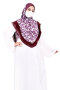 Markaz Hijab Women's Floral Printed Hijab | Ready-to-Wear Modest Headscarf | Lightweight Soft Fabric Instant Hijab | Elegant Scarf for Prayer and Casual Outfits (Purple floral, Large)