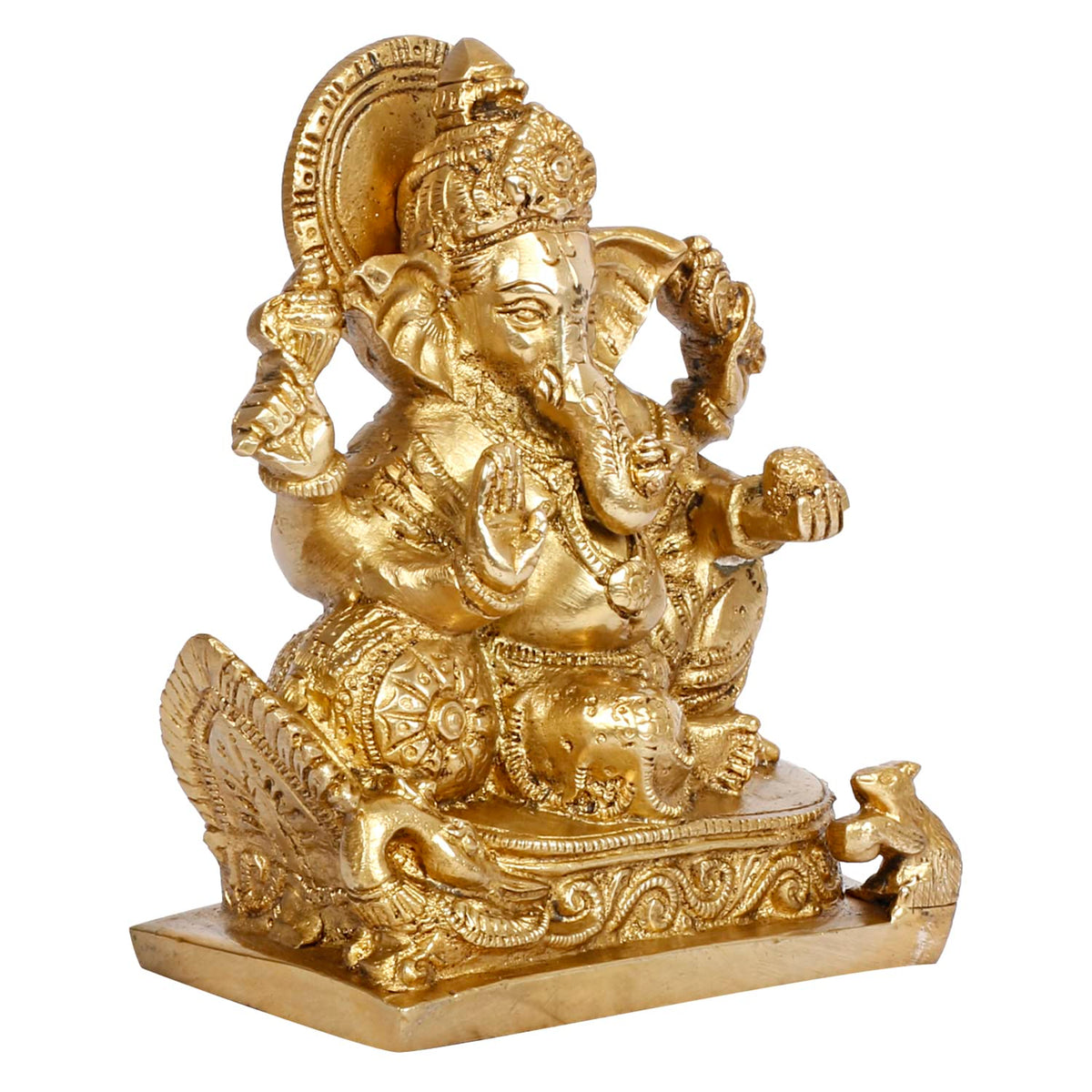 Svarup Brass Ganesh Idol Statue Elephant Murti God Ganesha Vinayak Ganpati Sitting Sculpture Bhagwan Height 5.5 Inch