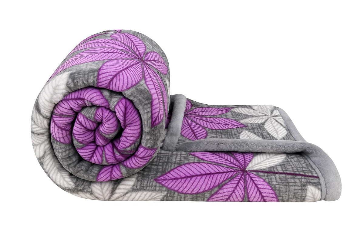 VAS COLLECTIONS Plush Fleece Mink Blanket | 2.5 Kg, 700 GSM | Ultra Soft, Warm & Luxurious Heavy Blanket for Single Bed (142×218 cm) (Purple & Grey) Kafalo