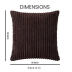 Yellow Weaves Pencil-Stripe Fur Cushion Covers | Soft Polyester | Decorative Sofa & Throw Pillow Covers | 16x16 Inches, Pack of 5 (Coffee)