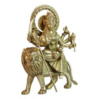 ARTVARKO Brass Maa Durga Idol Sitting On Lion Ma Sherwali Murti Devi Statue for Home Mandir Office Gift Navratra Puja 12 Inches