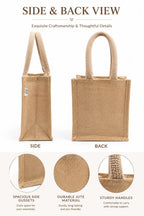 Small Jute Tote Bag with Mesh Window Panel, Natural Beige, Rope Handles, Gift Bag (Cream) Size -10 * 8 * 5