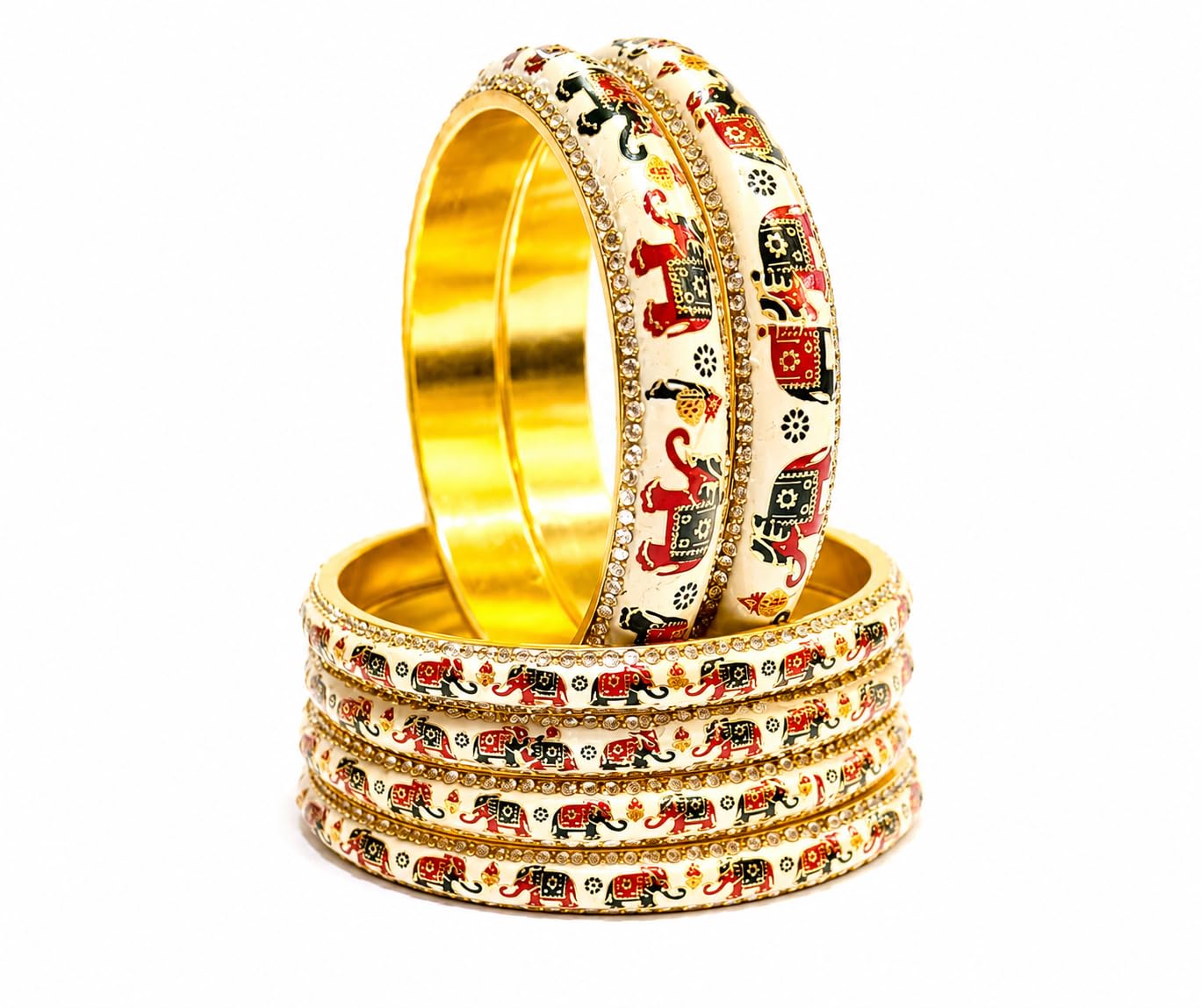 Swara Creations Meenakari Handmade Rajasthani Chudi Elephant design | Bangles Set for Women Bridal Wear