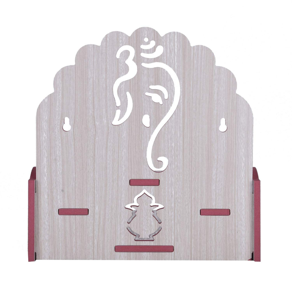 nexat Wooden Ganeshji Art Big Temple Son|Dev Ghar|Mandir for Pooja Home|Solid Wood Temple|Engineered Wood Home Temple|28x26x28CM| (White)