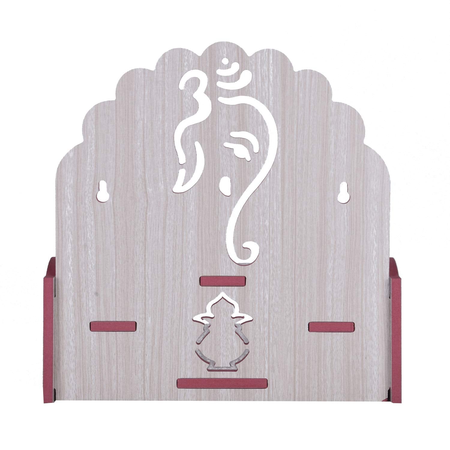 nexat Wooden Ganeshji Art Big Temple Son|Dev Ghar|Mandir for Pooja Home|Solid Wood Temple|Engineered Wood Home Temple|28x26x28CM| (White)