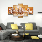 VIBECRAFTS Seven White Running Horses 5 Pieces Premium Wall Painting For Home|Office|Living Room|Gift (PTVC5Pcs1_5507)