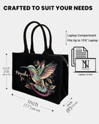 IN VOGUISH Women's Beautiful Flying Sparrow Customized Tote Bag – Spacious, Stylish & Lightweight | Luxurious Office & Travel Tote with Laptop Compartment (600g)