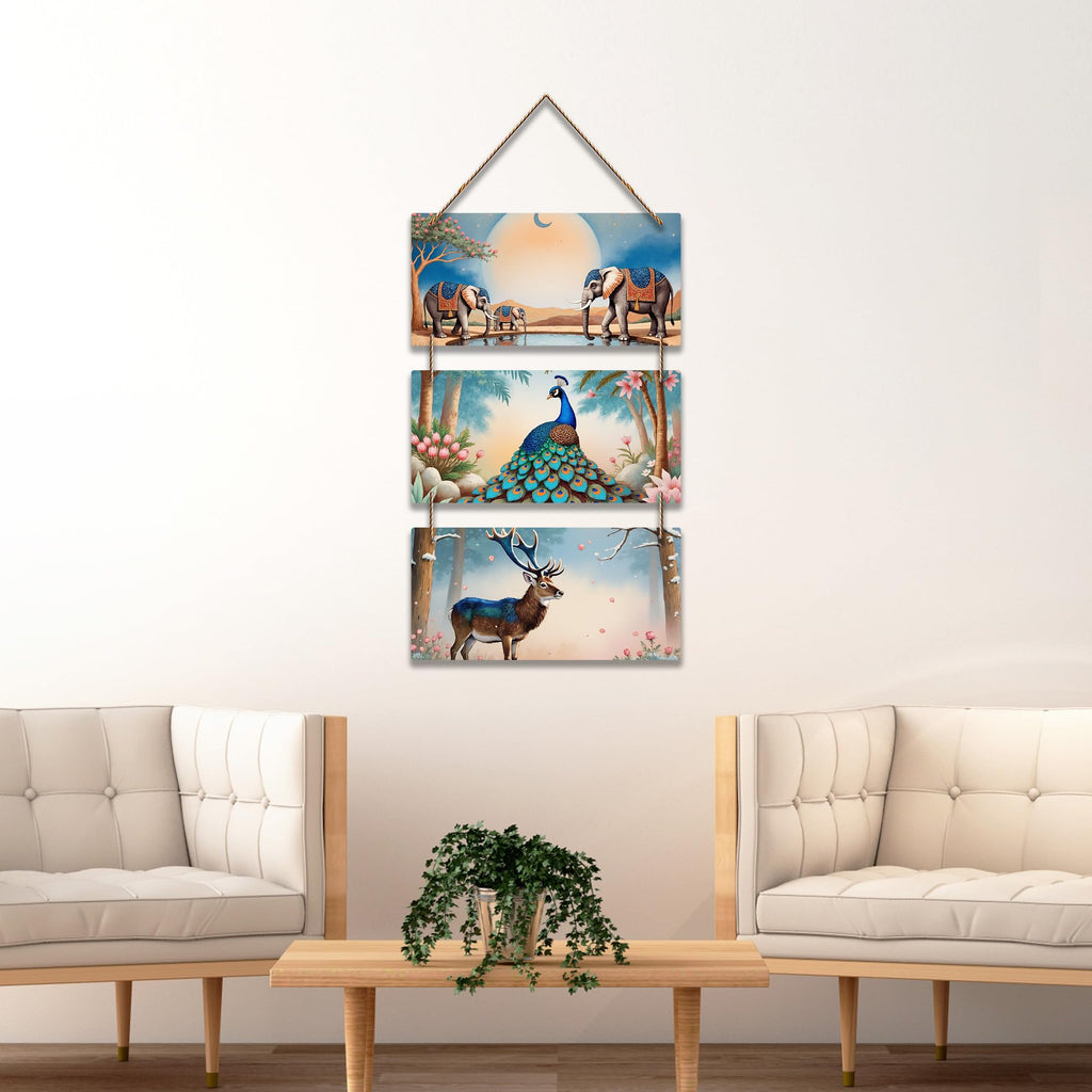 Artvibes Animal Theme Wall Art for Living Room & Bedroom | Decorative Wall Hanging | Home Decor Wooden Wall Hanging | Living Room Decoration Item & Housewarming Gift | Signs & Plaques (WH_9426N)