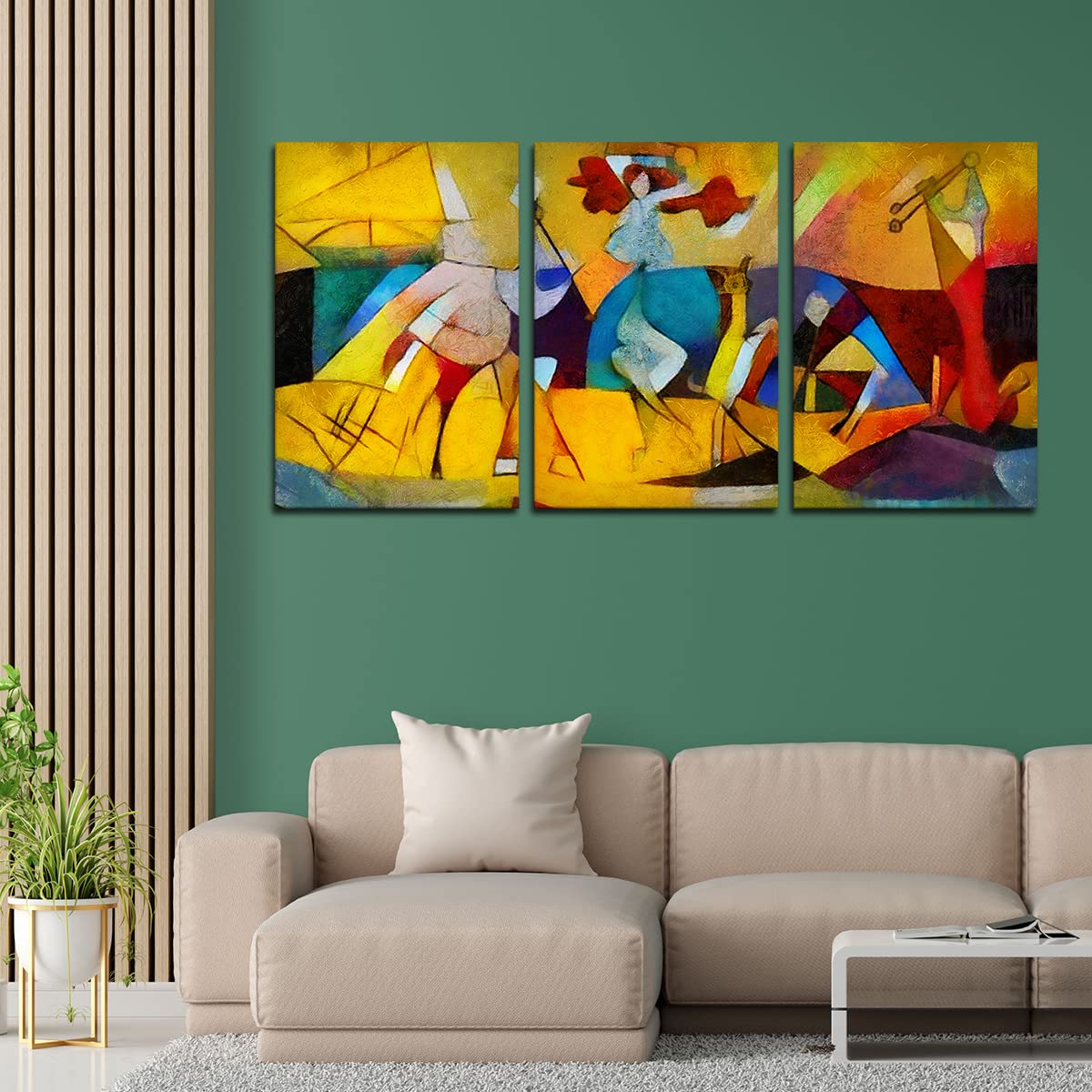 VIBECRAFTS 3 Pieces Abstract Modern Art Canvas Wall Painting Fitted With Wooden Frame For Home | Office | Living Room | Gifts(PTVC3Pcs3_11520)