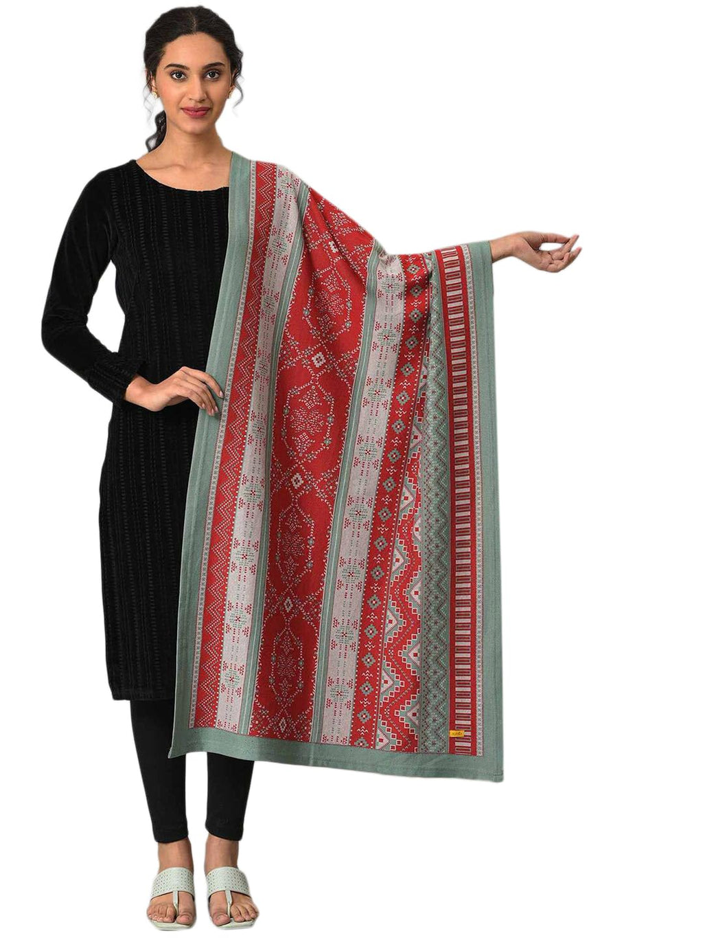 Aurelia Teal Blue Yarn Dyed Shawl for Women (Size: Free Size)-24NOA80052-703614