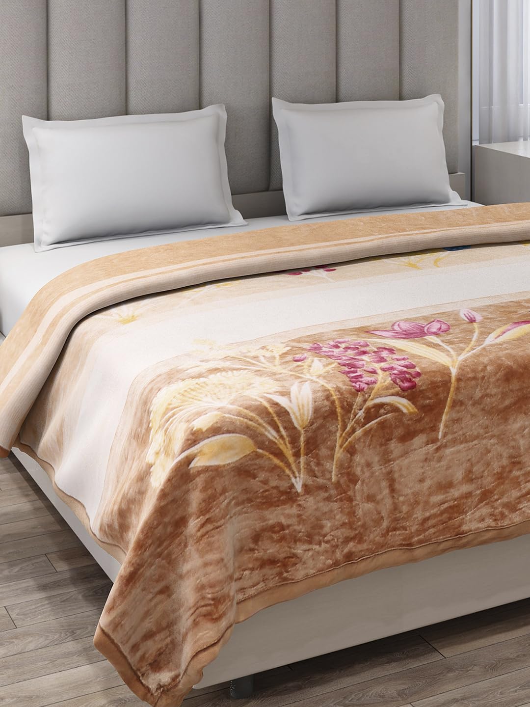Monte Carlo Double Bed Heavy Winter Blanket (160 X 220) Roman 1 Ply Box Pack 550 GSM | 3 KG, (240x220 CM), Camel Kafalo