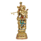 ARTVARKO Krishna Brass Krishan Decorative Showpiece Figurine for Pooja Room & Gift Idol Statue Sculpture (21)