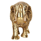 KridayKraft Metal Elephant Medium Size Gold Polish Set for Decor Gift Items Home & Office Decoration