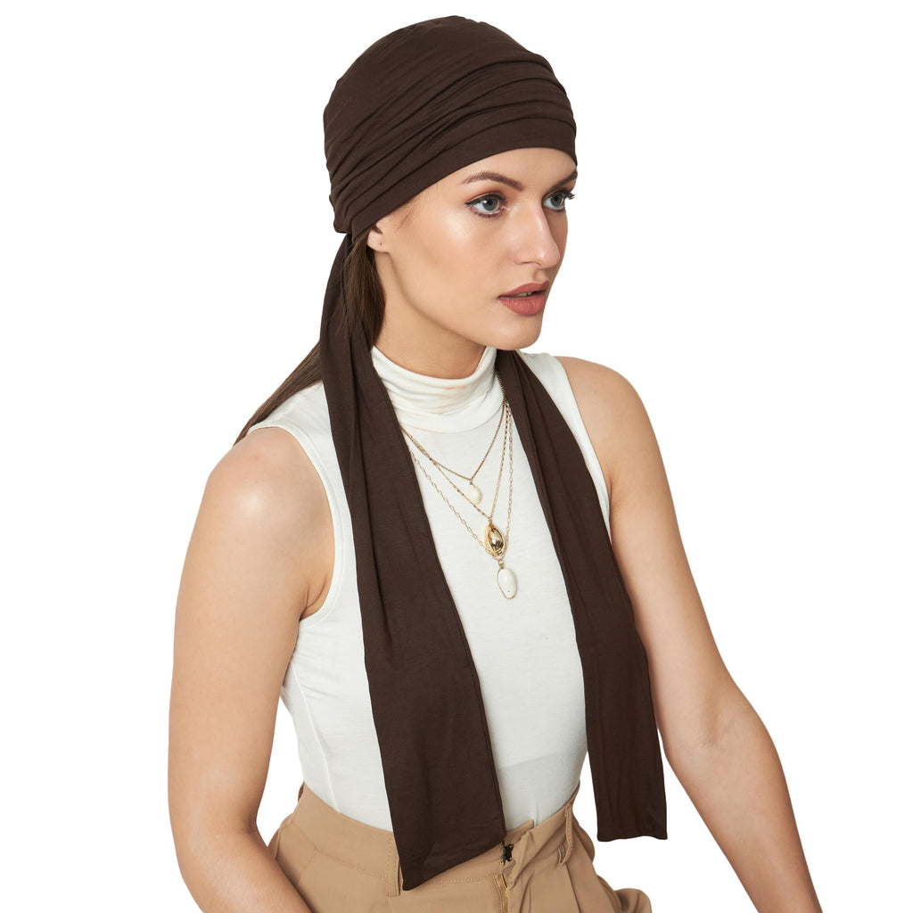 The Headscarves Women's Bamboo Viscose Prana Scarf For Hair Loss Chemo (HS131_Brown)