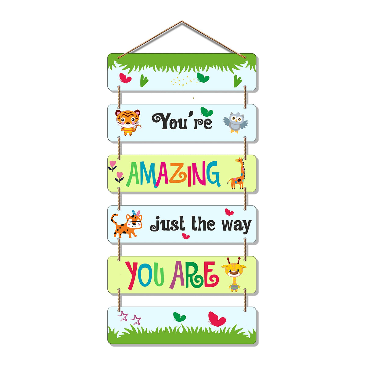 Artvibes Decorative Wall Hanging Wooden Art Decoration item for Living Room | Bedroom | Home Decor | Gifts | Quotes Decor Item | Wall Art For Hall | Mdf Wall Decoration, Set of 6 (WH_3290NR)