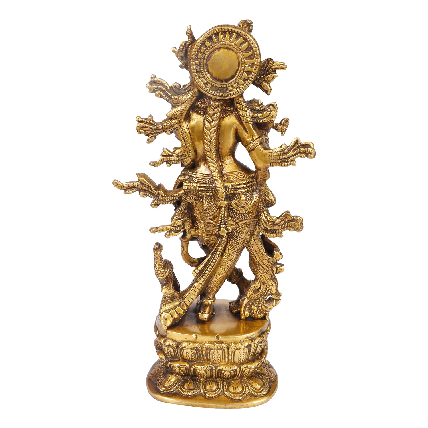 SVARUP Brass Krishna Bhagwan Idol Murli Kishan Murti Playing Bansuri Gift for Home Mandir Decor Marriage Height 12 Inch Weight 3.2 Kg Color Gold