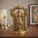 KridayKraft Tirupati Balaji Idol, Decorative Aluminium Gold Finish Lord Venkateswara Statue for Office, Home Temple, 24 x 17 cm