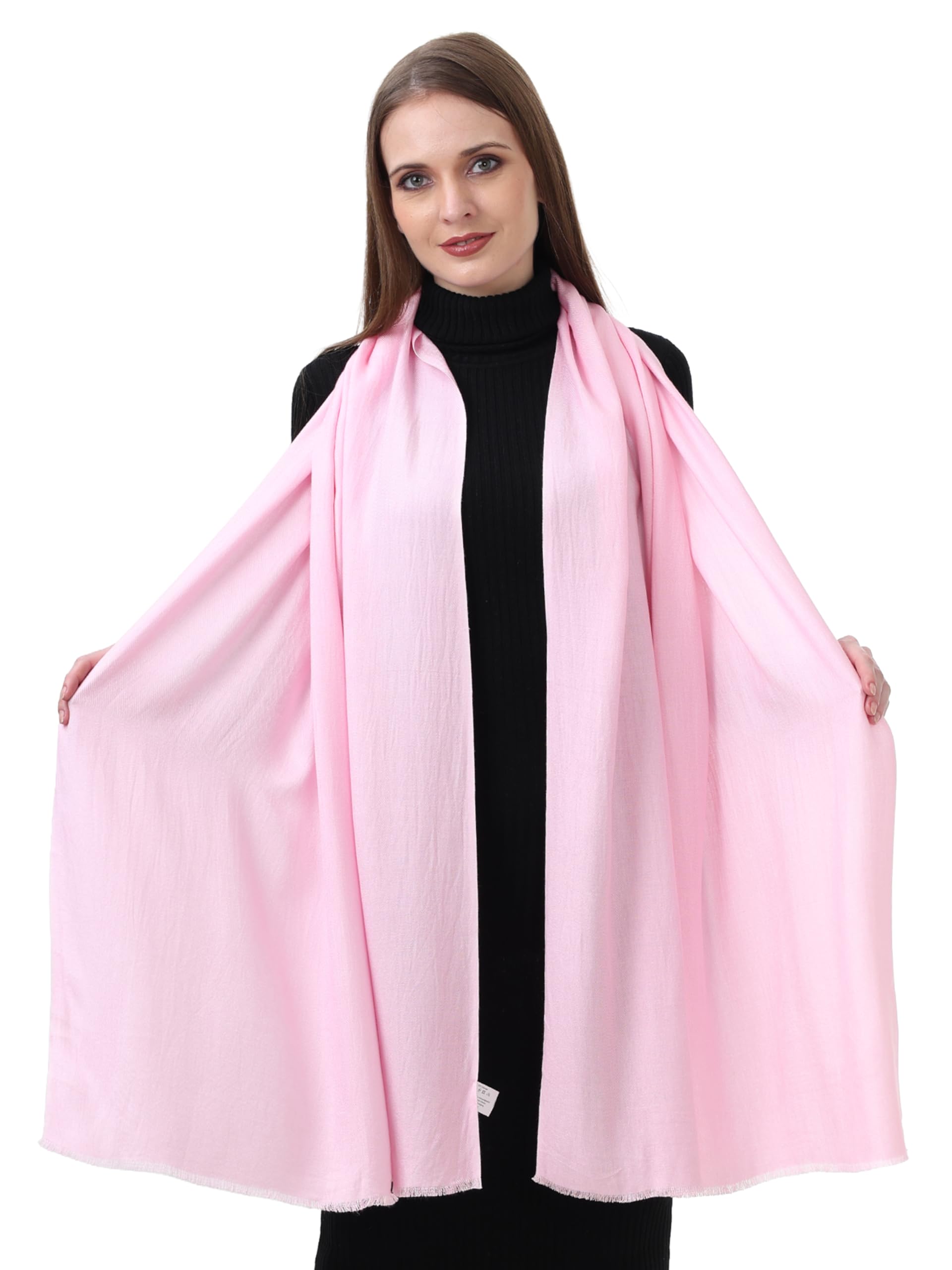 EH Viscose Pashmina Scarf For Women, Twill Weave, Thick, Solid Color Wraps, All Weather, Large, Warm, Very Soft Pashmina Feel Scarves (BABY PINK), (Female)
