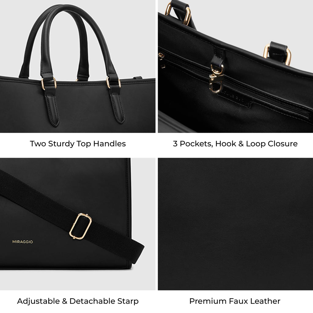 Miraggio Denice Solid Structured Tote Bag For Women With Adjustable & Detachable Sling | Tote Bag For Women Stylish