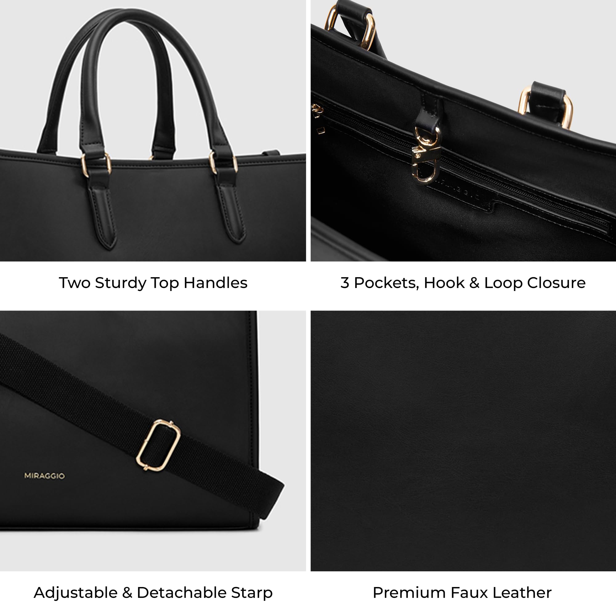 Miraggio Denice Solid Structured Tote Bag For Women With Adjustable & Detachable Sling | Tote Bag For Women Stylish
