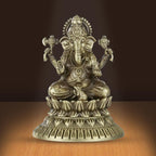 Shilpkala Brass Ganesh Idol 2.3 Inch - Exquisite Fine Detailing & Antique Finish, Premium Brass Murti for Mandir, Luxury Home Decor, Divine Blessings & Spiritual Gift Item, Festival Gift, (Brown)