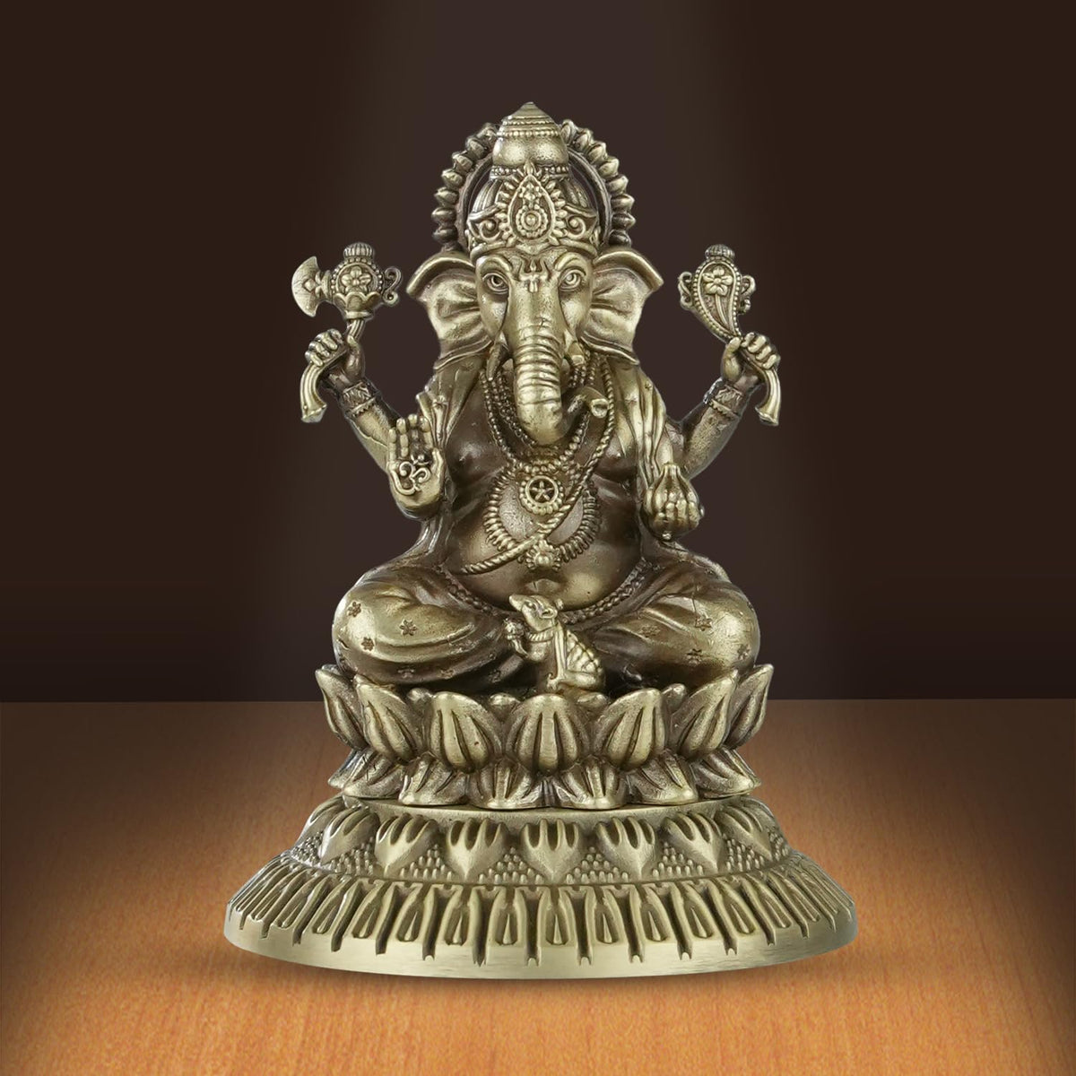 Shilpkala Brass Ganesh Idol 2.7 Inch - Exquisite Fine Detailing, Premium Brass Murti for Mandir, Luxury Home Decor, Statue, Spiritual Gift for Daily Worship, Housewarming & Festival Gift, (Brown)