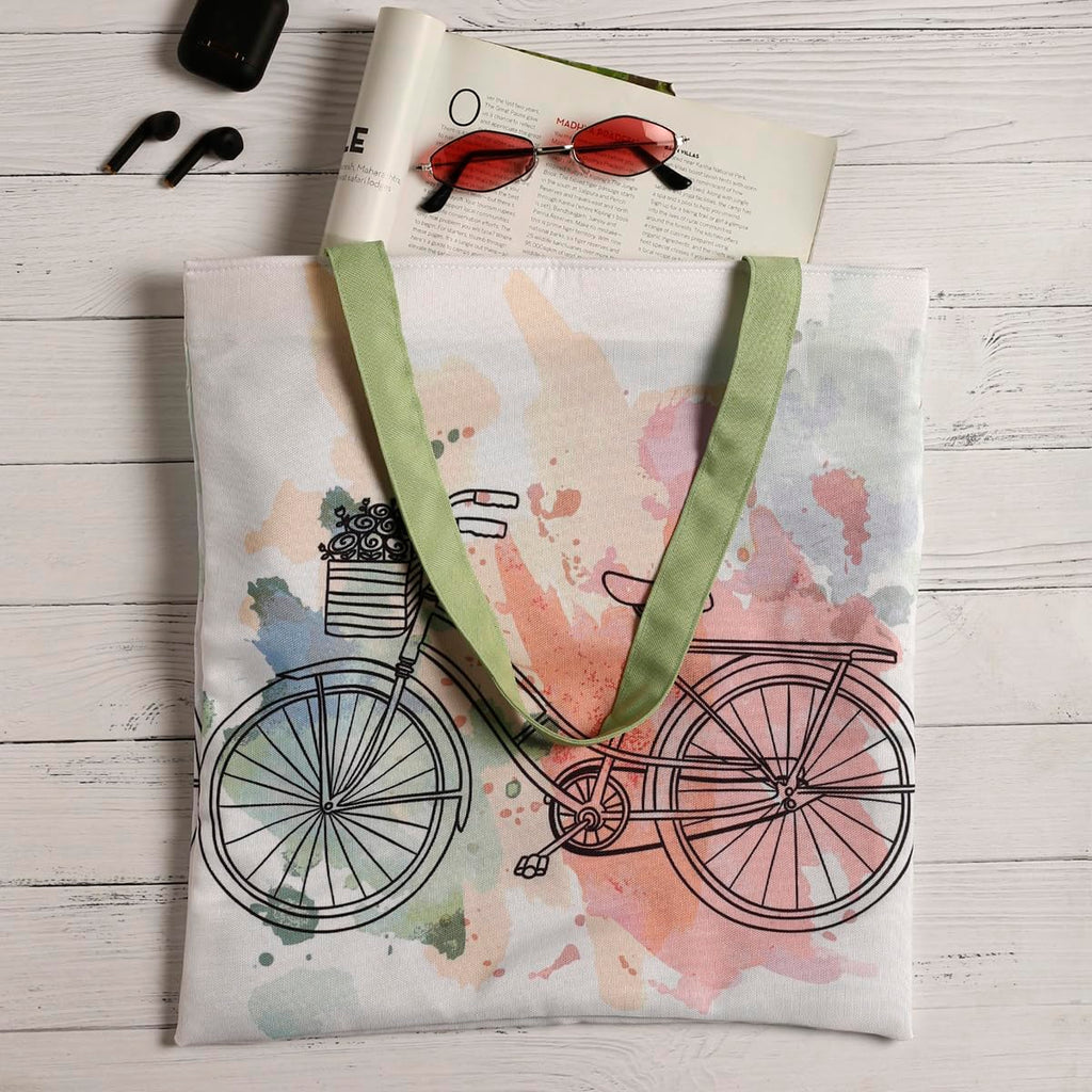 The Purple Tree Cycle Canvas Tote Bag for Women - 1 Pc, Women Tote, Printed Canvas Tote Bag, Printed Tote, Stylish Bags