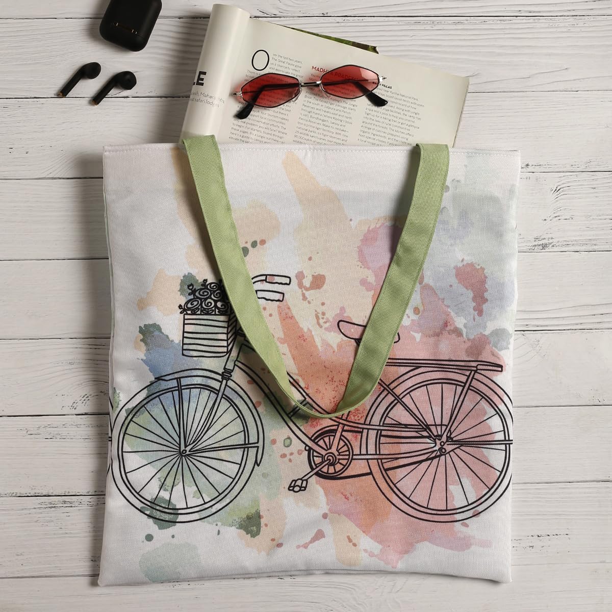 The Purple Tree Cycle Canvas Tote Bag for Women - 1 Pc, Women Tote, Printed Canvas Tote Bag, Printed Tote, Stylish Bags