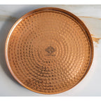 INDIAN ART VILLA Hammered Copper Thali Dinner Plate – 13 Inch Pure Dinnerware & Serveware for Home, Hotel & Restaurant Use, Traditional Indian Thali Plate