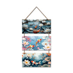 Artvibes Water Lily and Koi Fish Wooden Art Decoration Item for Living Room | Art For Wall | Wall Sculpture | Signs & Plaques | Festive Decor | Aesthetic Wooden Decor | Unique Gift Items (WH_9436N)