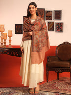 Pashmoda Women Mahnoor 100% Pure Wool Sozni Hand Embroidered Shawl (Size: 40x80in, 101x203cm) LIS40