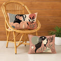 STITCHNEST Satin Cushion Covers Abstract Woman Art Print, 12x18 Inch, Modern Aesthetic Cushion Cover for Living Room (Pack of 2)