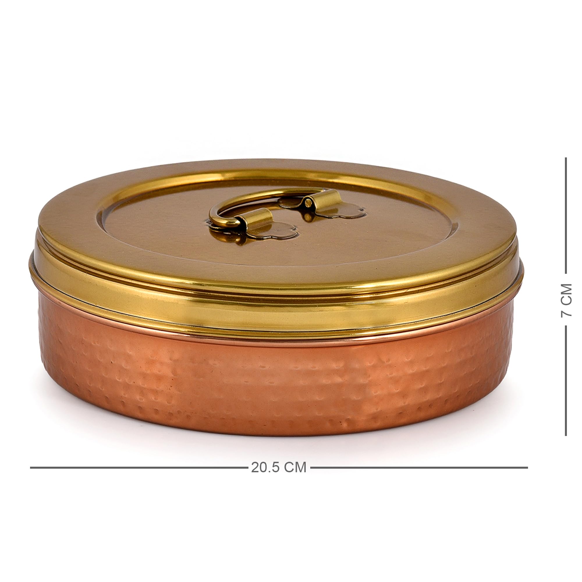 Elan Dabbahs and Days Stainless Steel Casserole for Roti, Papad, Chapati | 8.5 Inch Box for Kitchen | Chapati Box | Hot Pot Roti Box for Fresh & Warm Rotis (Copper and Antique Gold Finish)