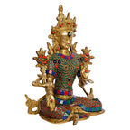ARTVARKO Tara Devi Statue Brass Tibetan Goddess Religious Green Tara Statue for Health Happiness Wealth Idol Home Decor Sculpture Height 10 Inches