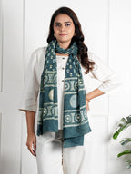 RAI SAHAB Printed Cotton Scarf for Women, Lightweight Soft Scarves Stoles for Summer & Winter(ST-74BLUE10)