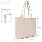 Fastrack Casual Tote Bag For Girls, Large Size With A Zipper Closure And Padded Laptop Compartment, Compatible With Laptops Up To 15 Inches, Double Handle Tote Bag, Beige