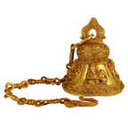 Artvarko Ethnic Handcrafted Engraved Ganesha on Brass Hanging Big Bell with Chain Hanging for Pooja Puja Room Mandir Ghanta Home Entrance Decor