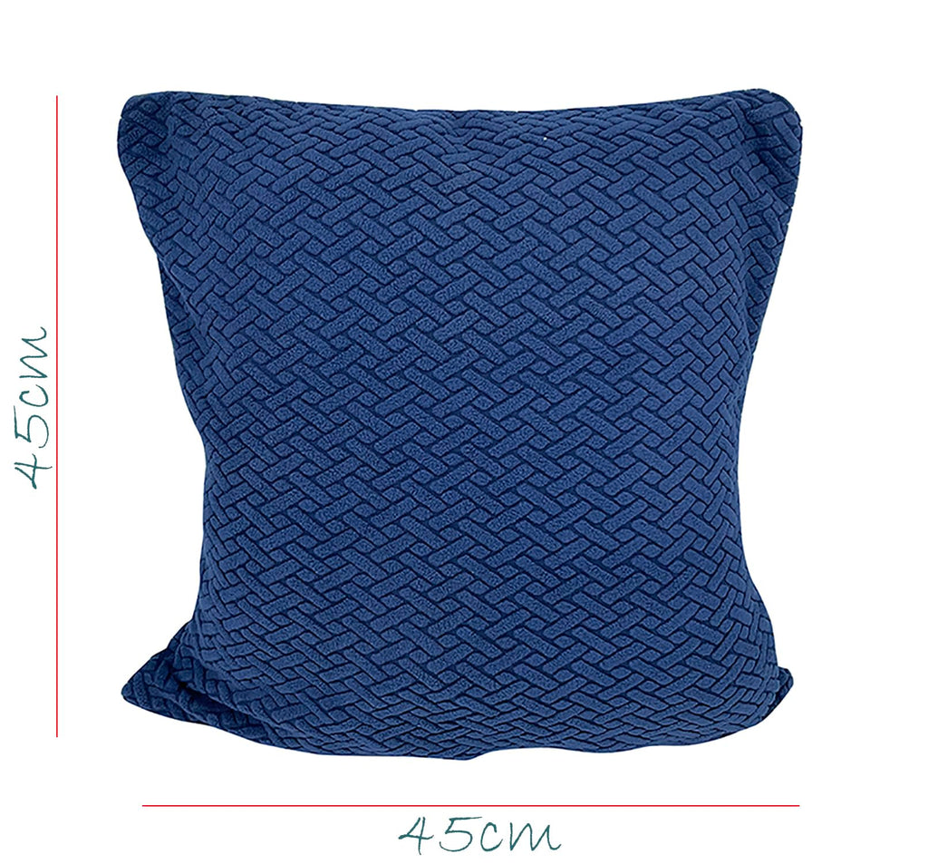 House of Quirk Polar Fleece Fabric Cushion Cover with Zipper Pack of 6 (Navy Blue, 45 x 45 cm)