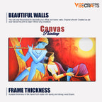 VIBECRAFTS Canvas Paintings for Living Room Drawing Room Radha Krishna with Flute Canvas Wall Painting for Homedecore|Office|Gift|Livingroom|Bedroom(PTVCH_2399NV)(48 x 24 Inches)