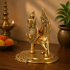 KridayKraft kamdhenu nandani Cow Table Decorative Statue Gold Plated Statue for Good Luck Feng Shui & Vastu Showpiece As Table Top Religious Idol Gau MATA