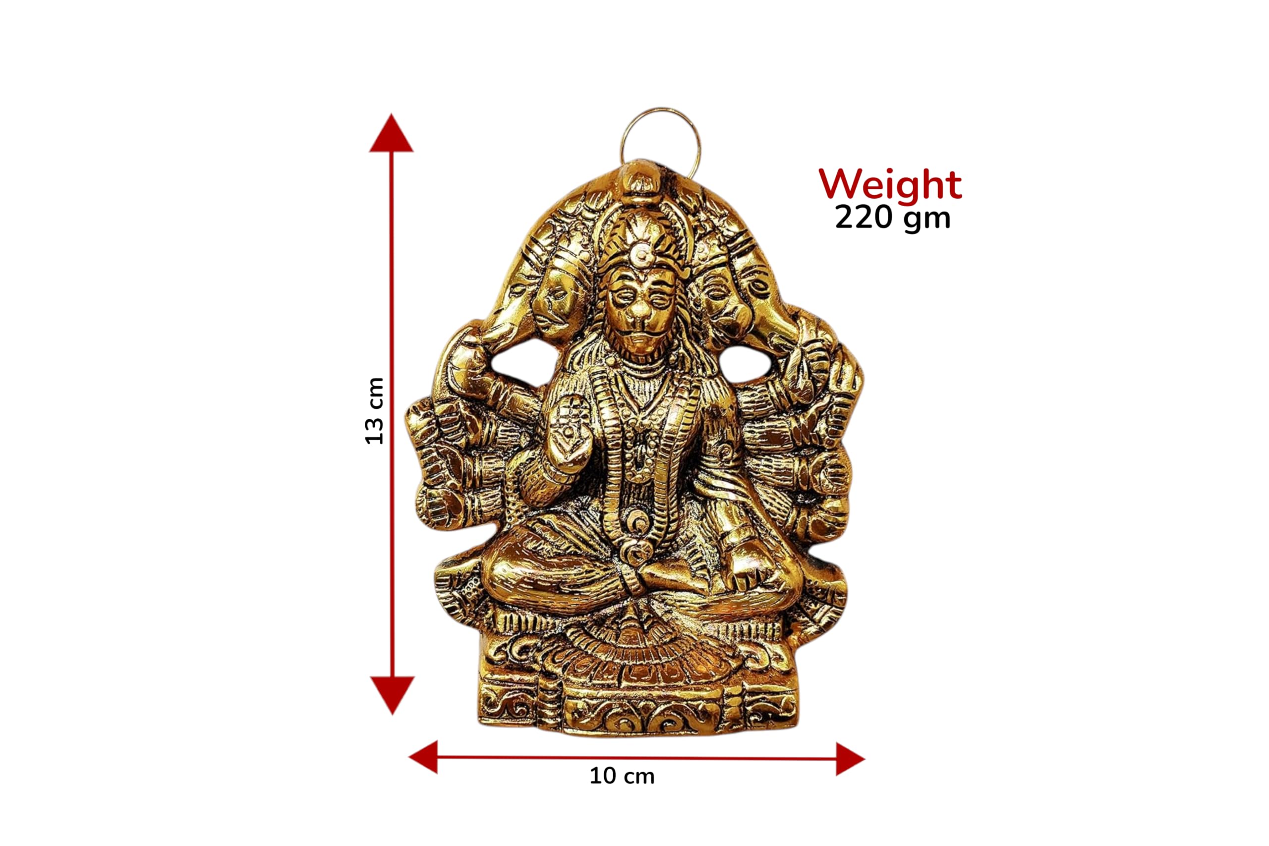 KridayKraft Metal Hanuman ji Statue Showpiece Figurines- Standard, Gold