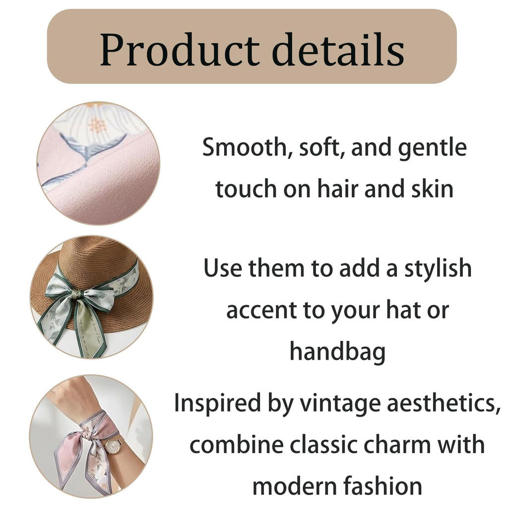6PCS Silk Scarf for Women Stylish, Head Scarf for Women Bandanas for Womens
